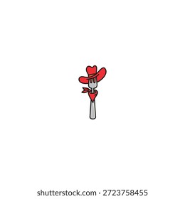 Cowboy fork logo icon flat vector design