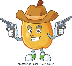 Cowboy fragrant pear in cartoon character style