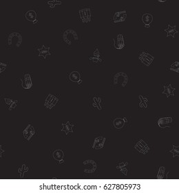 Cowboy freehand drawings seamless pattern. Wild west pattern in doodle style. Hand drawn elements doodles design for wallpapers, wrapping, textile prints, backgrounds. Vector illustration.