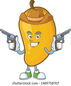 Cowboy fresh mango character cartoon with mascot