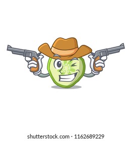 Cowboy fresh slice cucumber on character cartoon