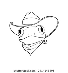 cowboy frog illustration in cowboy style