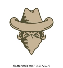 cowboy front head vintage style