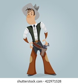 Cowboy. Funny cartoon character. Vector illustration in retro style