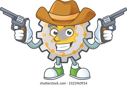 Cowboy gear machine cartoon character mascot style