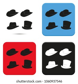 Cowboy and gentleman hats flat vector icon.