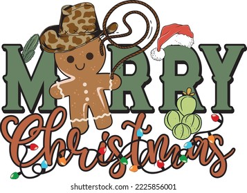 Cowboy Gingerbread Merry Christmas T-shirt