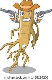 Cowboy ginseng isolated with in the cartoon