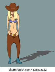 Cowboy girl with beautiful body.