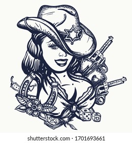 Cowboy Girl Pin Style Sheriff Woman Stock Vector (Royalty Free ...