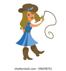 a cowboy girl vector picture