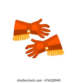 Cowboy Gloves With Fringe Drawing Isolated On White Background