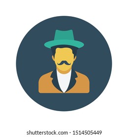 cowboy glyph flat vector icon