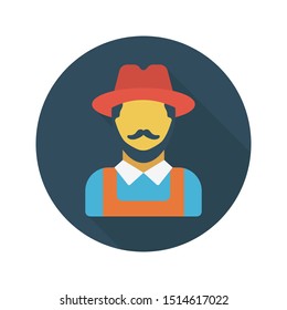 cowboy glyph flat vector icon