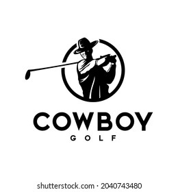 ilustración vectorial del logotipo del swing de golf de cowboy