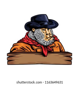 cowboy gorilla vector illustration