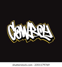 cowboy graffiti vector tagging letter word text street art