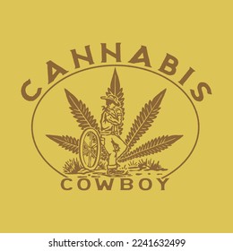 cowboy graphic man design cannabis illustration country vintage badge