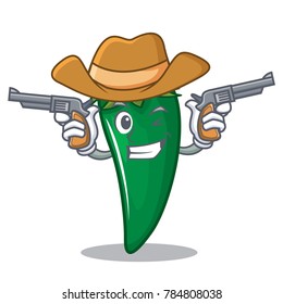 Cowboy green chili character cartoon