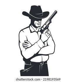 Cowboy With A Gun. Gunslinger In The Wild West.
