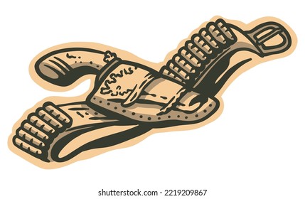 Cowboy con arma en el holster con balas
