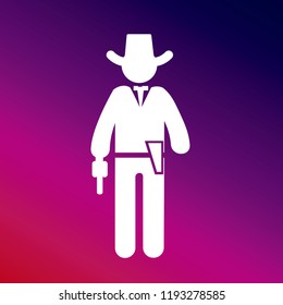 
Cowboy with a gun icon vector illustrator creative design purple and pink gradient background