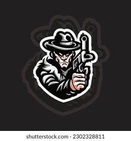 Cowboy mit Pistole-Mascot Logo-Design 