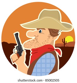 Cowboy Gun Vector Color Cartoons Landscape 스톡 벡터(로열티 프리) 85002505