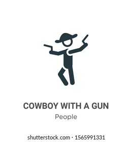 Cowboy with a gun vector icon on white background. Flat vector cowboy with a gun icon symbol sign from modern people collection for mobile concept and web apps design.