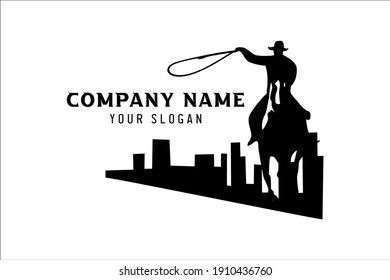 cowboy hand drawing vector logo illustration