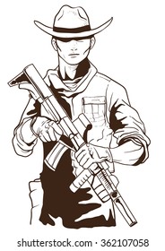 Cowboy hand drawn