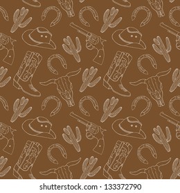 Cowboy Hand Drawn Seamless Pattern