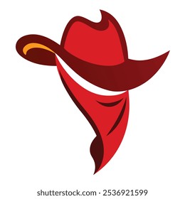 Chapéu de Cowboy e ilustração de arte vetorial de bandana