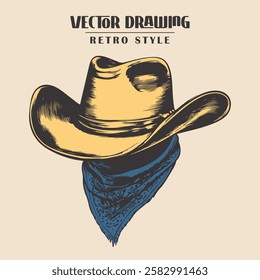 Cowboy Hat with Bandana Vector Stock Illustration
