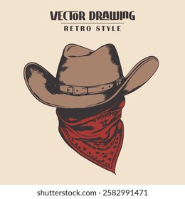 Cowboy Hat with Bandana Vector Stock Illustration