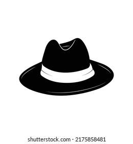 Cowboy Hat Black and White Icon Design Element on Isolated White Background