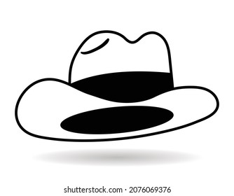 cowboy hat, black and white, vector illustration
