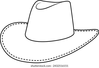 Cowboy hat blank template illustration, hat vector flat mockup