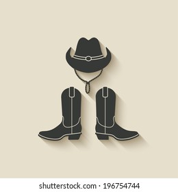 cowboy hat boots icon - vector illustration. eps 10