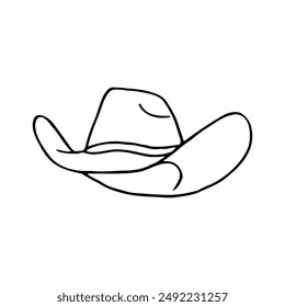 cowboy hat bottom view - hand drawn outline drawing