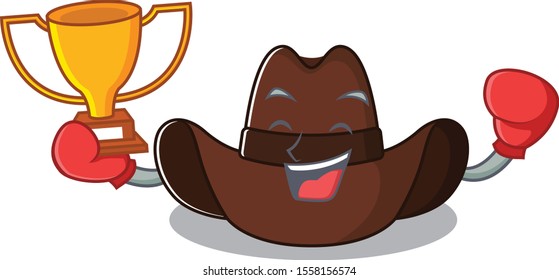 cowboy hat boxing winner with the cartoon character
