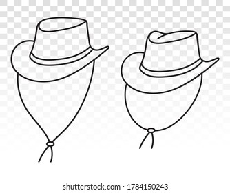 Cowboy hat or bullhide hats with strap line art icon for apps and websites