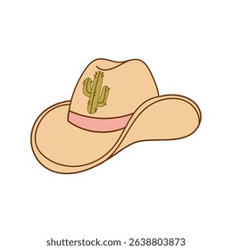 Cowboy Hat with Cactus Embroidery Illustration  