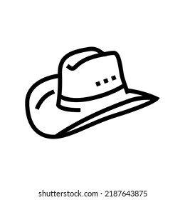 Cowboy Hat Cap Line Icon Vector. Cowboy Hat Cap Sign. Isolated Contour Symbol Black Illustration