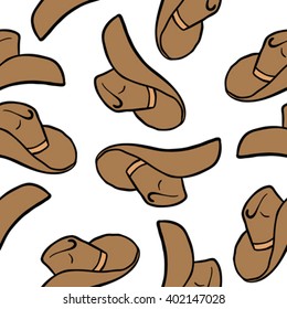 cowboy hat cartoon seamless pattern with white background