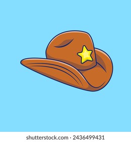 Ilustración de iconos vectoriales de dibujos animados de sombrero vaquero. Adecuado para cualquier proyecto creativo. Concepto de dibujos animados planos.