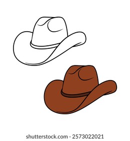 Cowboy Hat cartoon vector illustration, Simple drawing of a cowboy hat