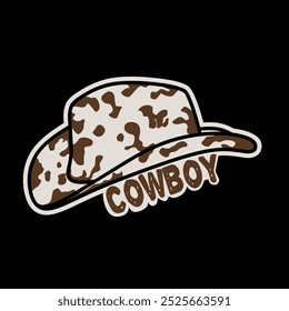 Cowboy hat with Cattle Pattern perfect for your sticker design, etc