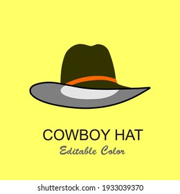 cowboy hat color editable flat vector illustration
