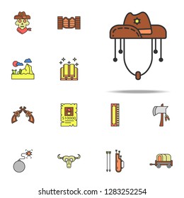 cowboy hat colored icon. Wild West icons universal set for web and mobile